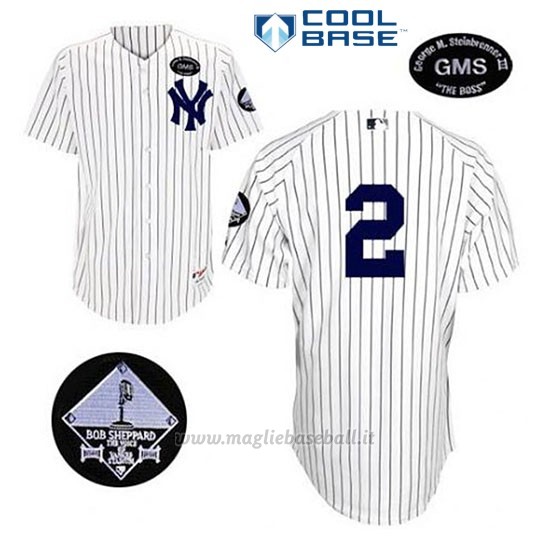 Maglia Baseball Uomo New York Yankees Derek Jeter 2 Bianco Gms The Boss Cool Base